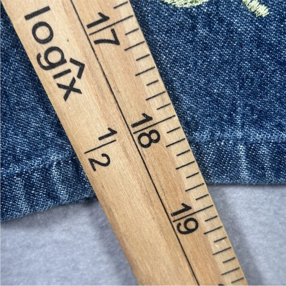 Agapo Denim Overalls Womens Small Blue Embroidered Flowers Butterfly Boho - Picture 9 of 13